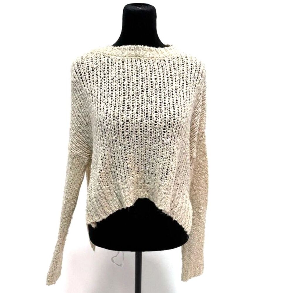 Kimchi Blue cream loose knit crew neck cropped boxy cut sweater